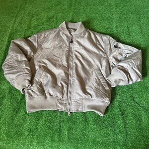 SPAO Olive Green Men’s Nylon Bomber Jacket Size M Lightweight Zip-Up Retro